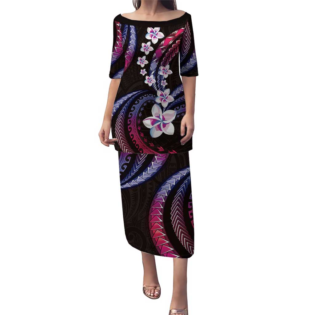 Hawaii Plumeria Puletasi Sweet Gradient Polynesian Pattern