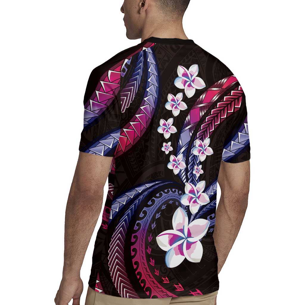 Hawaii Plumeria Rugby Jersey Sweet Gradient Polynesian Pattern LT01 - Polynesian Pride
