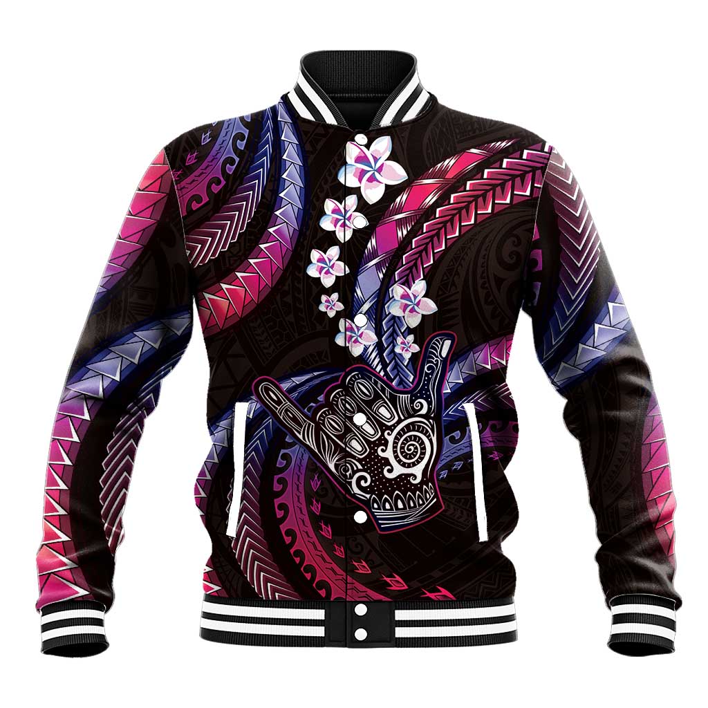 Hawaii Shaka Sign Baseball Jacket Fantastic Frangipani Sweet Vibes