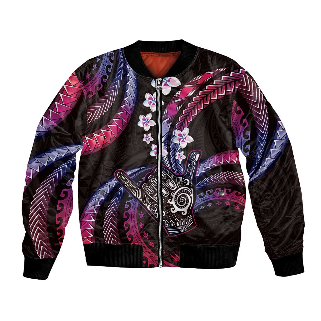Hawaii Shaka Sign Bomber Jacket Fantastic Frangipani Sweet Vibes