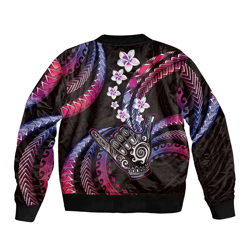 Hawaii Shaka Sign Bomber Jacket Fantastic Frangipani Sweet Vibes