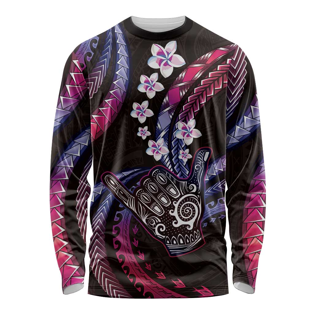 Hawaii Shaka Sign Long Sleeve Shirt Fantastic Frangipani Sweet Vibes
