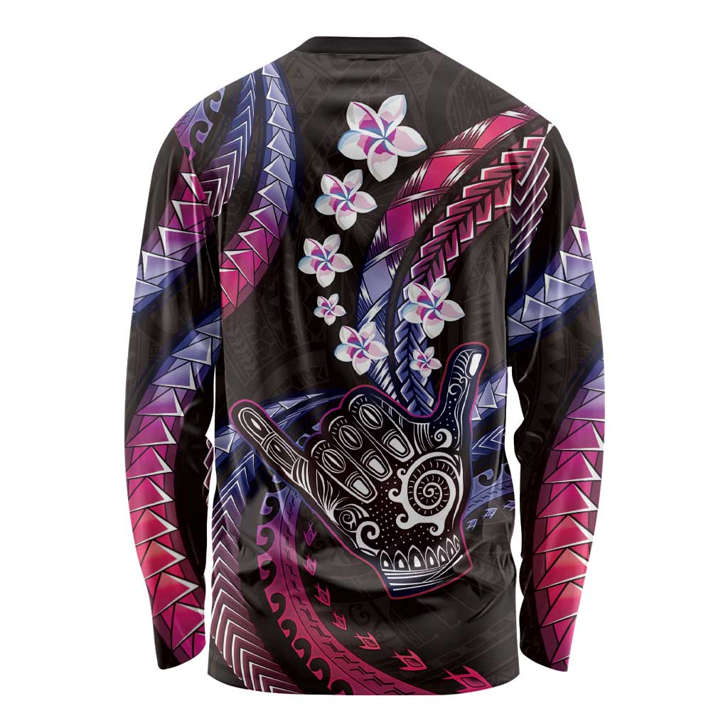 Hawaii Shaka Sign Long Sleeve Shirt Fantastic Frangipani Sweet Vibes
