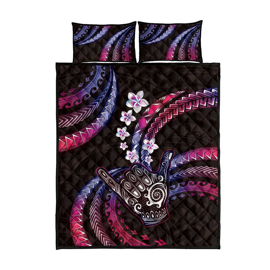 Hawaii Shaka Sign Quilt Bed Set Fantastic Frangipani Sweet Vibes