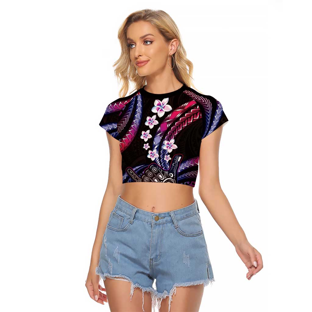 Hawaii Shaka Sign Raglan Cropped T Shirt Fantastic Frangipani Sweet Vibes