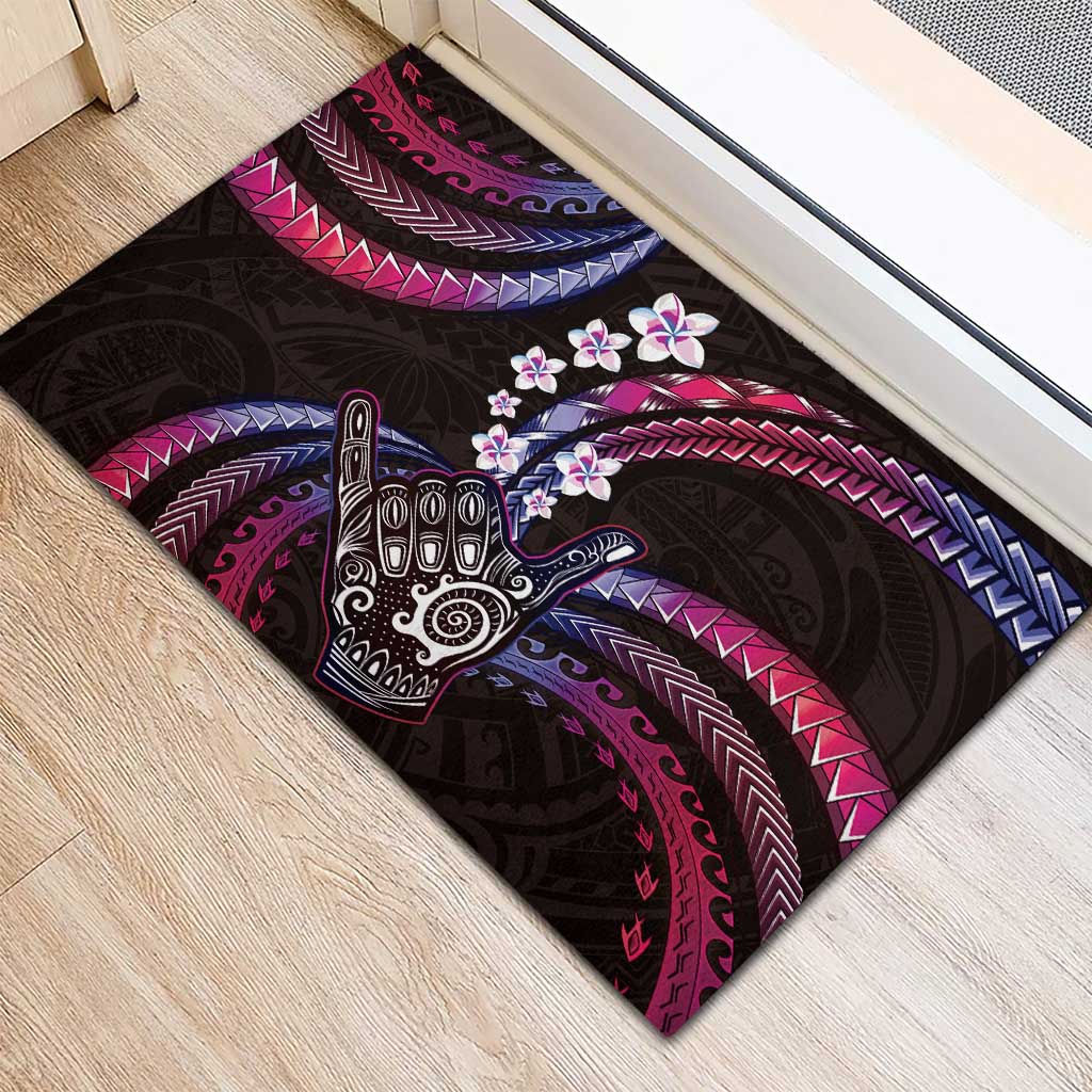 Hawaii Shaka Sign Rubber Doormat Fantastic Frangipani Sweet Vibes