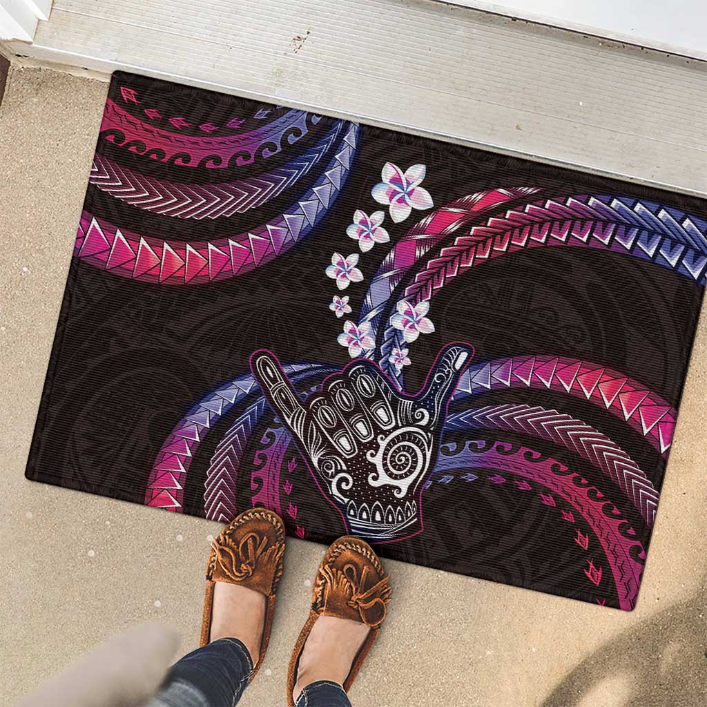 Hawaii Shaka Sign Rubber Doormat Fantastic Frangipani Sweet Vibes