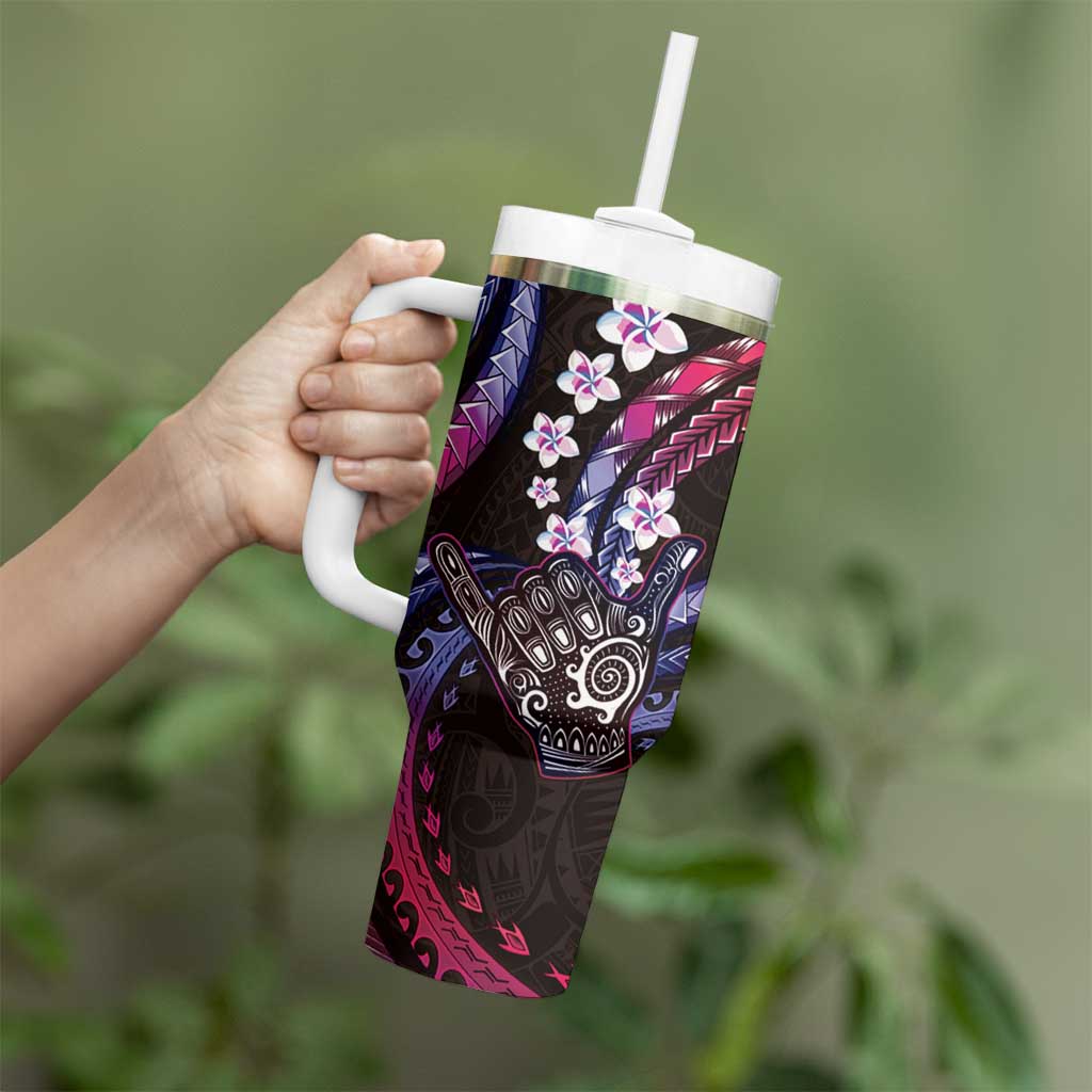 Hawaii Shaka Sign Tumbler With Handle Fantastic Frangipani Sweet Vibes