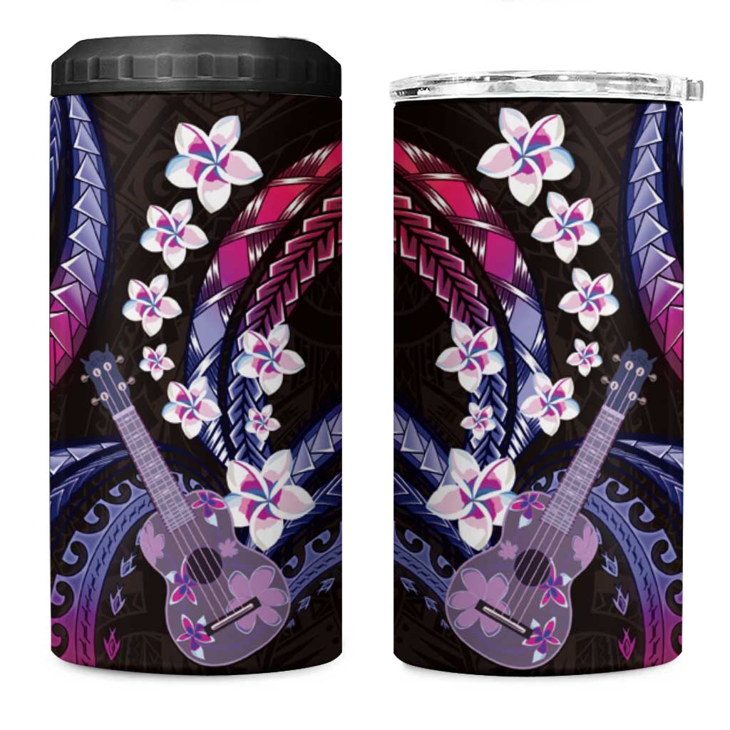 Hawaiian Ukulele 4 in 1 Can Cooler Tumbler Sweet Dream Fantastic Plumeria