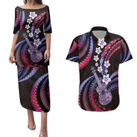 Hawaiian Ukulele Couples Matching Puletasi and Hawaiian Shirt Sweet Dream Fantastic Plumeria LT01 Pink - Polynesian Pride