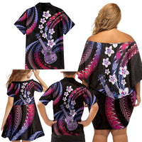 Hawaiian Ukulele Family Matching Off Shoulder Short Dress and Hawaiian Shirt Sweet Dream Fantastic Plumeria
