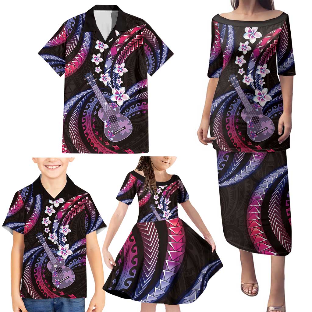 Hawaiian Ukulele Family Matching Puletasi and Hawaiian Shirt Sweet Dream Fantastic Plumeria LT01 - Polynesian Pride