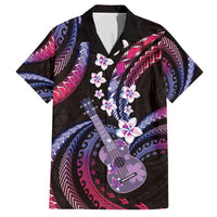 Hawaiian Ukulele Family Matching Puletasi and Hawaiian Shirt Sweet Dream Fantastic Plumeria LT01 Dad's Shirt - Short Sleeve Pink - Polynesian Pride