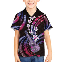 Hawaiian Ukulele Family Matching Puletasi and Hawaiian Shirt Sweet Dream Fantastic Plumeria LT01 Son's Shirt Pink - Polynesian Pride
