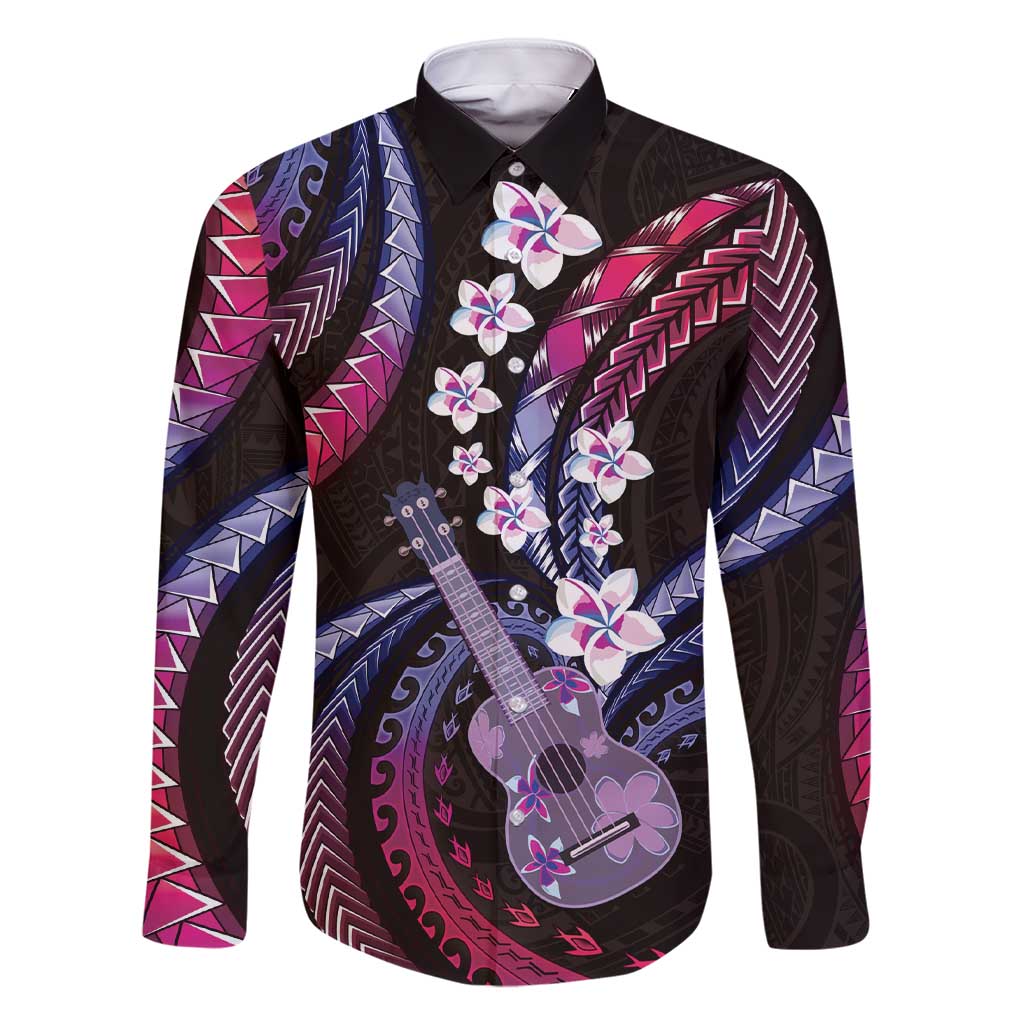 Hawaiian Ukulele Family Matching Short Sleeve Bodycon Dress and Hawaiian Shirt Sweet Dream Fantastic Plumeria