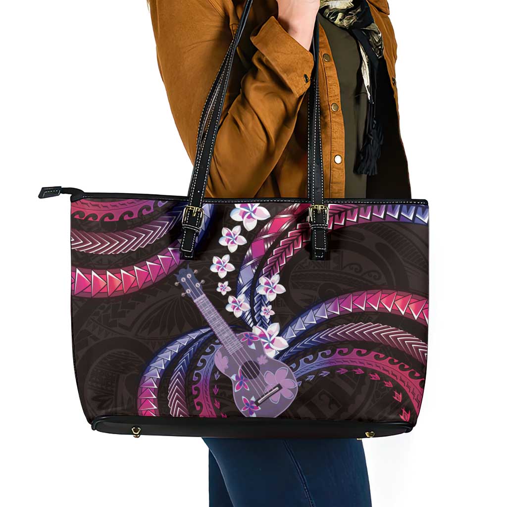 Hawaiian Ukulele Leather Tote Bag Sweet Dream Fantastic Plumeria LT01 - Polynesian Pride