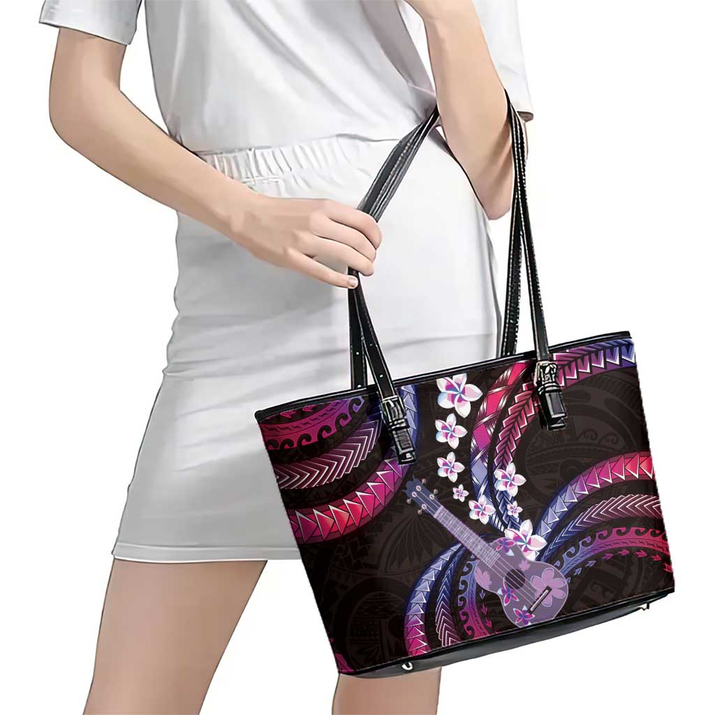 Hawaiian Ukulele Leather Tote Bag Sweet Dream Fantastic Plumeria LT01 - Polynesian Pride