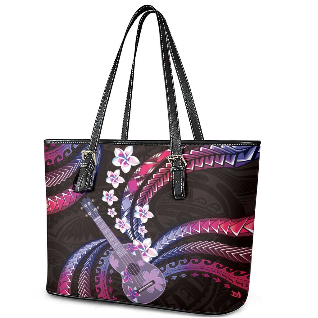 Hawaiian Ukulele Leather Tote Bag Sweet Dream Fantastic Plumeria LT01 - Polynesian Pride