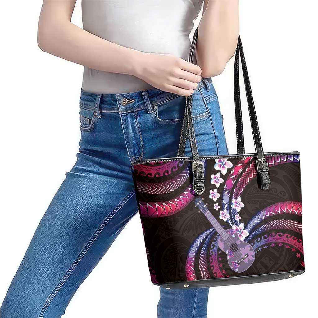 Hawaiian Ukulele Leather Tote Bag Sweet Dream Fantastic Plumeria LT01 - Polynesian Pride