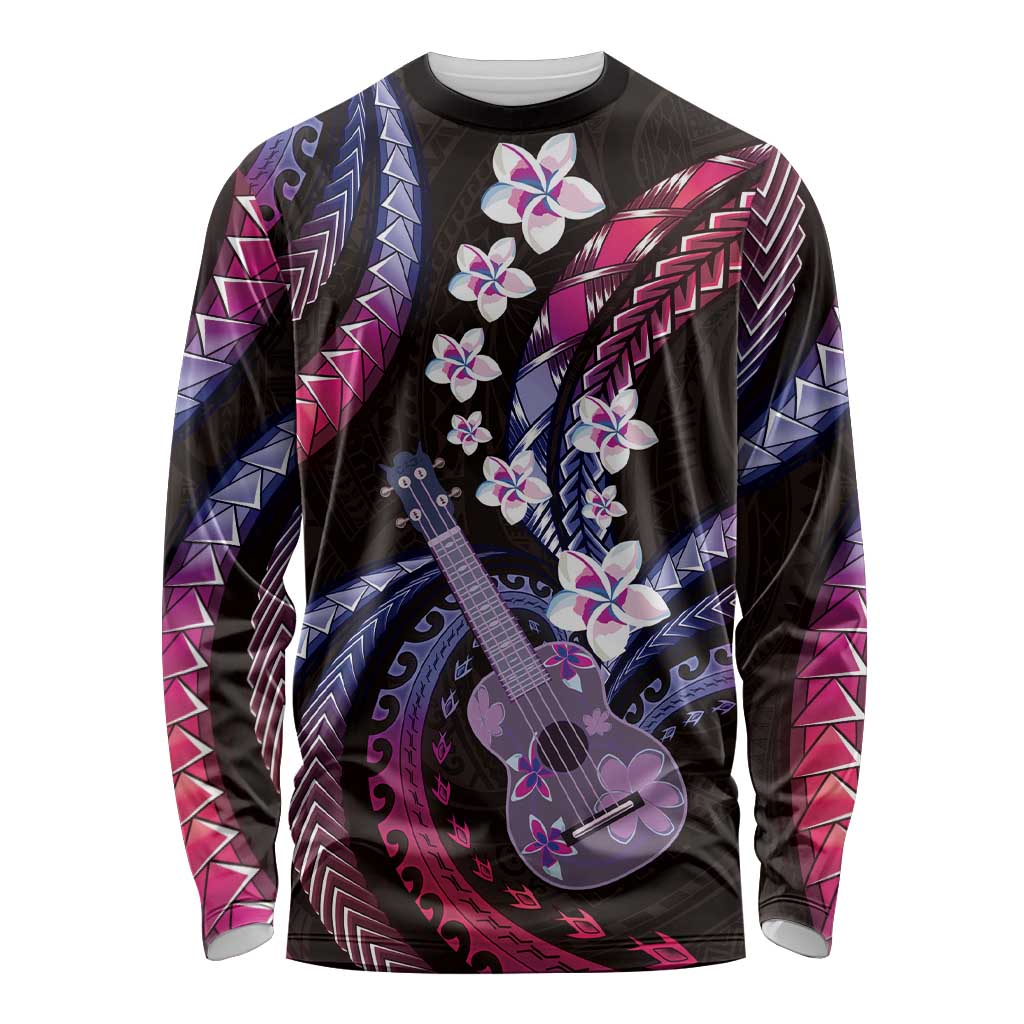 Hawaiian Ukulele Long Sleeve Shirt Sweet Dream Fantastic Plumeria LT01 Unisex Pink - Polynesian Pride