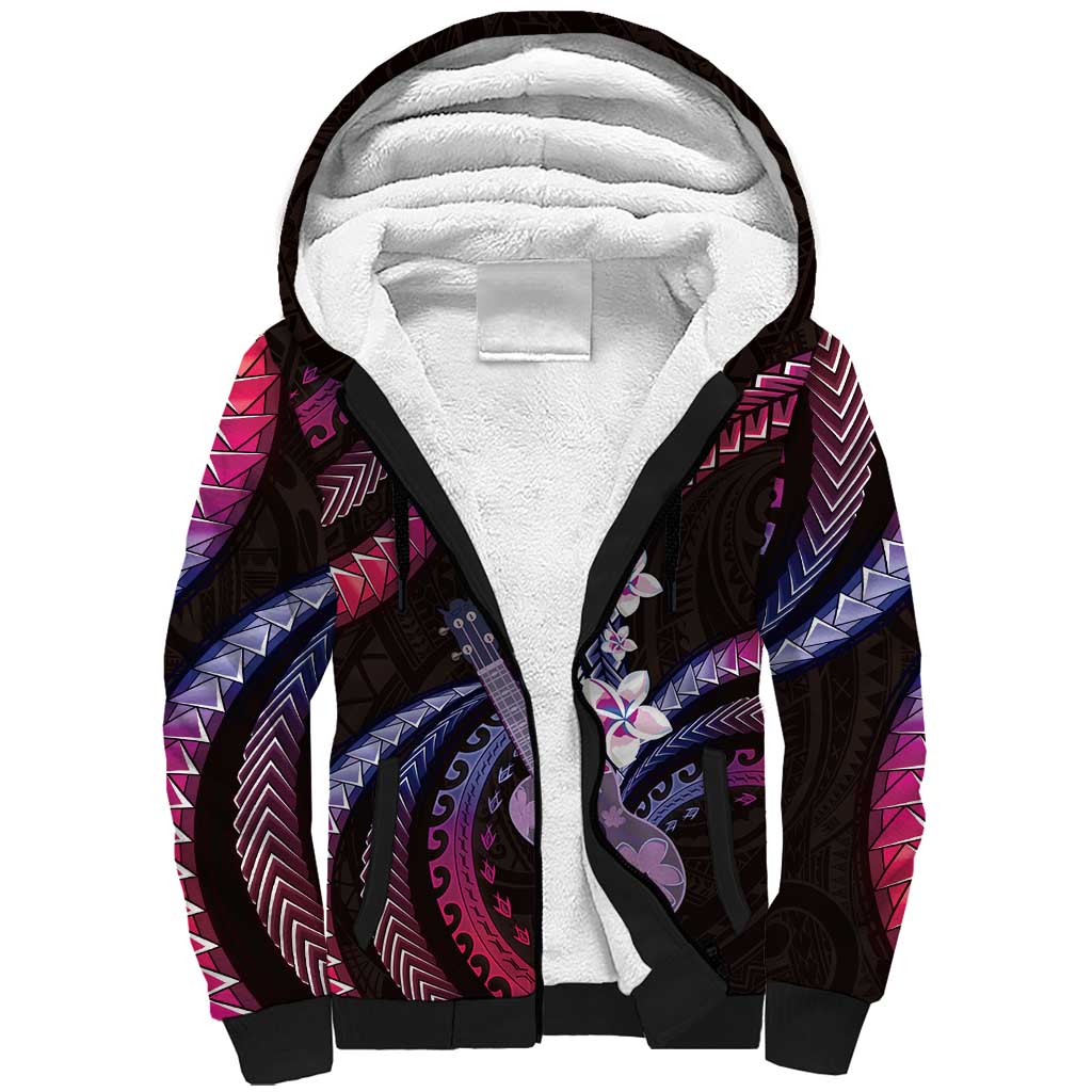 Hawaiian Ukulele Sherpa Hoodie Sweet Dream Fantastic Plumeria LT01 Unisex Pink - Polynesian Pride