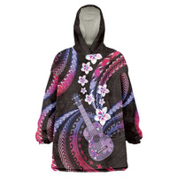 Hawaiian Ukulele Wearable Blanket Hoodie Sweet Dream Fantastic Plumeria LT01 One Size Pink - Polynesian Pride