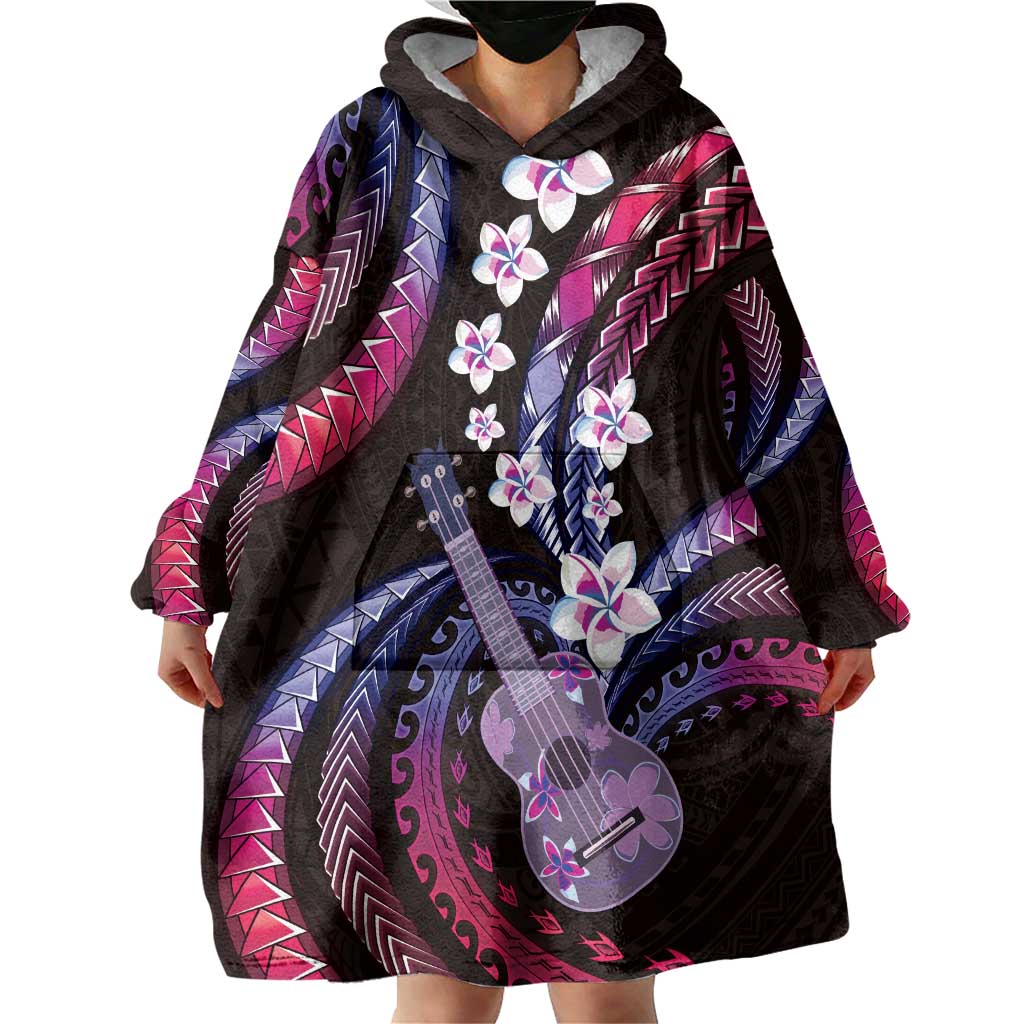 Hawaiian Ukulele Wearable Blanket Hoodie Sweet Dream Fantastic Plumeria LT01 - Polynesian Pride