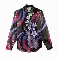 Hawaiian Ukulele Women Casual Shirt Sweet Dream Fantastic Plumeria