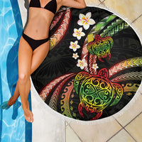 Hawaii Turtles Plumeria Beach Blanket Reggae Polynesian Pattern