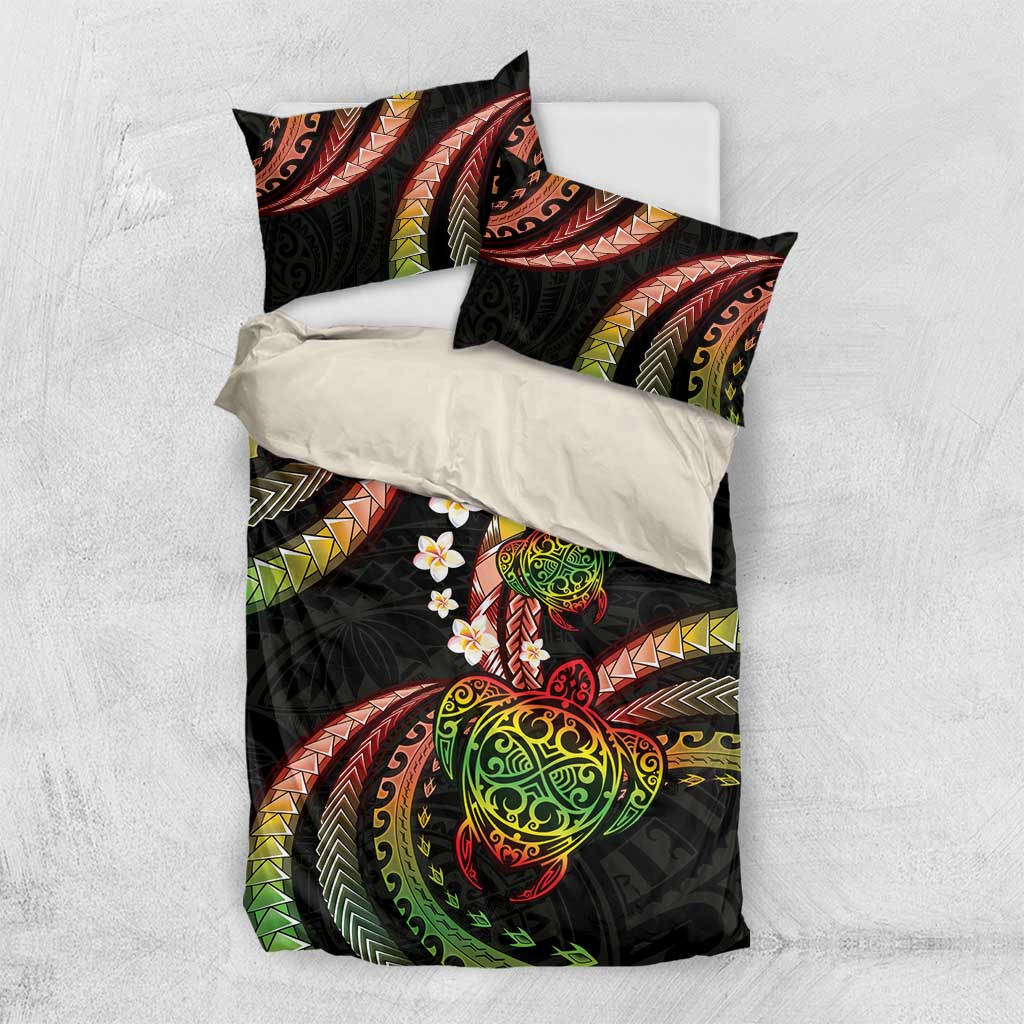 Hawaii Turtles Plumeria Bedding Set Reggae Polynesian Pattern