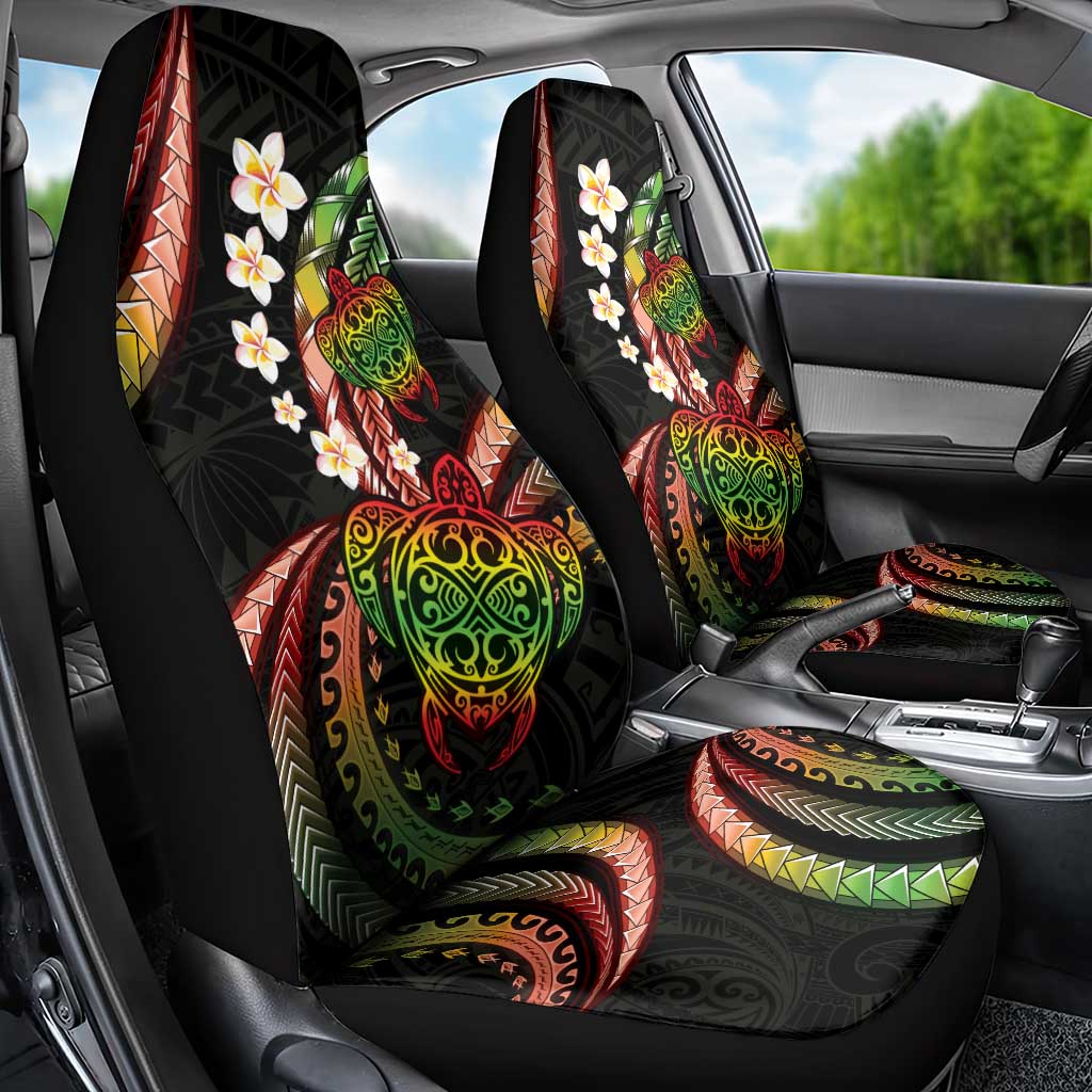Hawaii Turtles Plumeria Car Seat Cover Reggae Polynesian Pattern