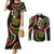 Hawaii Turtles Plumeria Couples Matching Mermaid Dress and Long Sleeve Button Shirt Reggae Polynesian Pattern