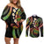 Hawaii Turtles Plumeria Couples Matching Off Shoulder Short Dress and Long Sleeve Button Shirt Reggae Polynesian Pattern