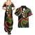 Hawaii Turtles Plumeria Couples Matching Summer Maxi Dress and Hawaiian Shirt Reggae Polynesian Pattern