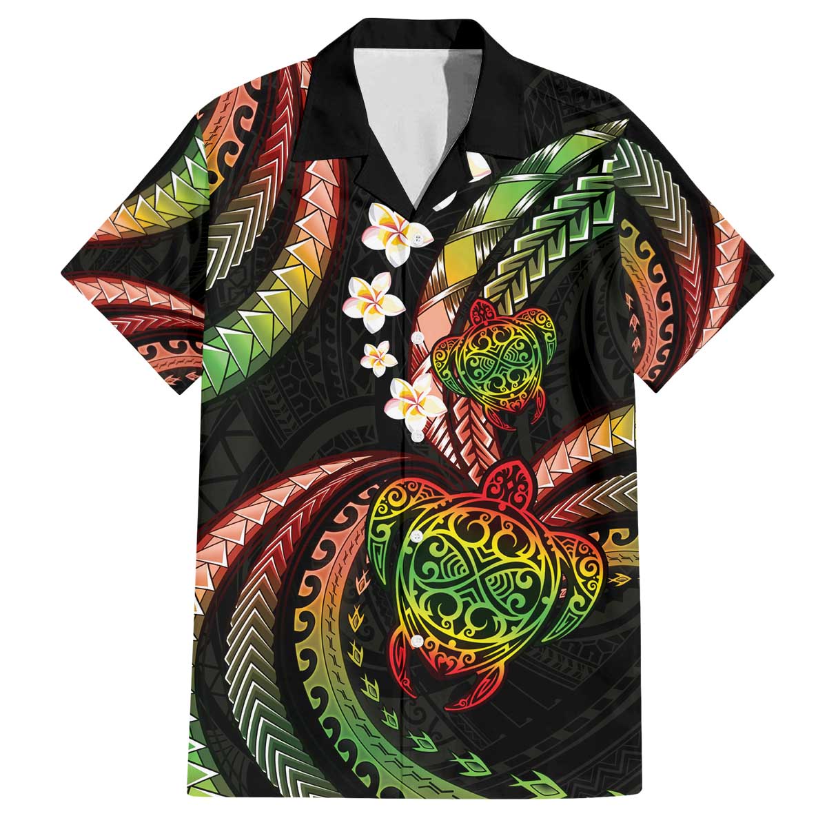 Hawaii Turtles Plumeria Family Matching Off The Shoulder Long Sleeve Dress and Hawaiian Shirt Reggae Polynesian Pattern