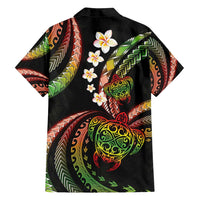Hawaii Turtles Plumeria Family Matching Tank Maxi Dress and Hawaiian Shirt Reggae Polynesian Pattern