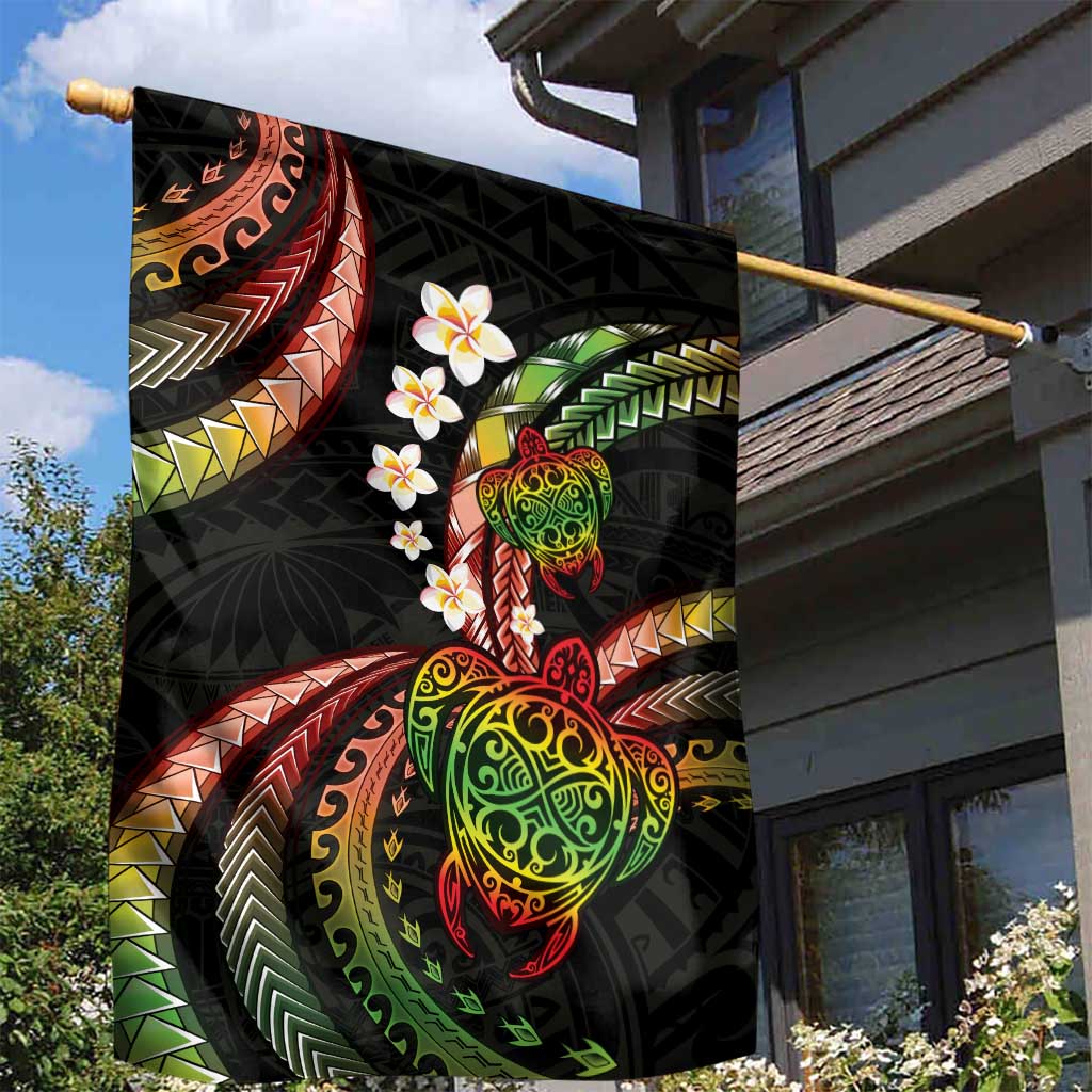 Hawaii Turtles Plumeria Garden Flag Reggae Polynesian Pattern