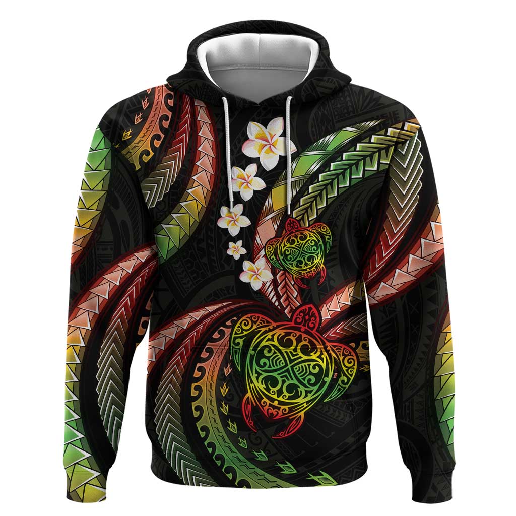 Hawaii Turtles Plumeria Hoodie Reggae Polynesian Pattern