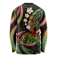 Hawaii Turtles Plumeria Long Sleeve Shirt Reggae Polynesian Pattern