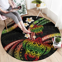 Hawaii Turtles Plumeria Round Carpet Reggae Polynesian Pattern