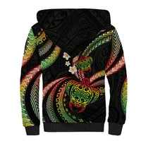 Hawaii Turtles Plumeria Sherpa Hoodie Reggae Polynesian Pattern