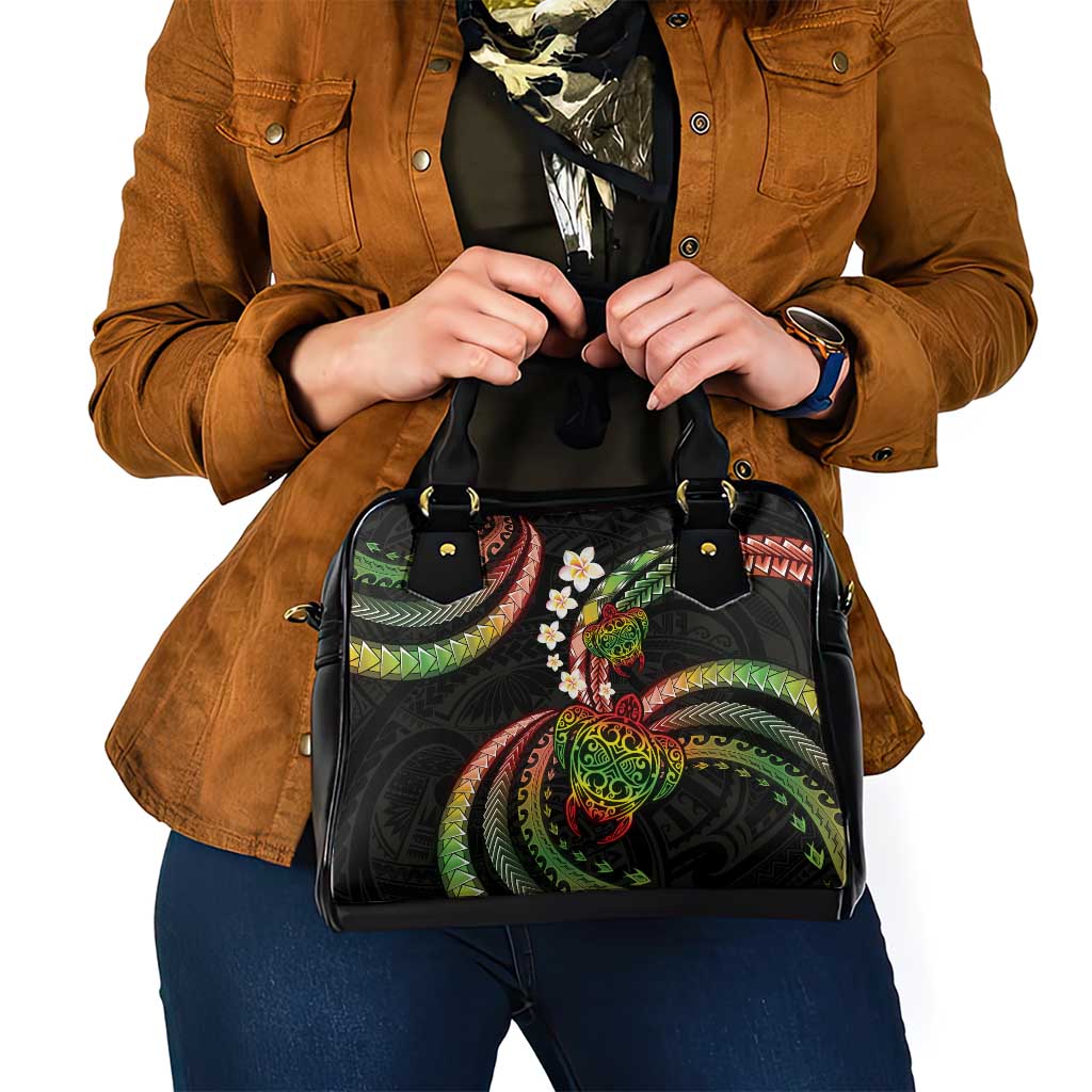 Hawaii Turtles Plumeria Shoulder Handbag Reggae Polynesian Pattern