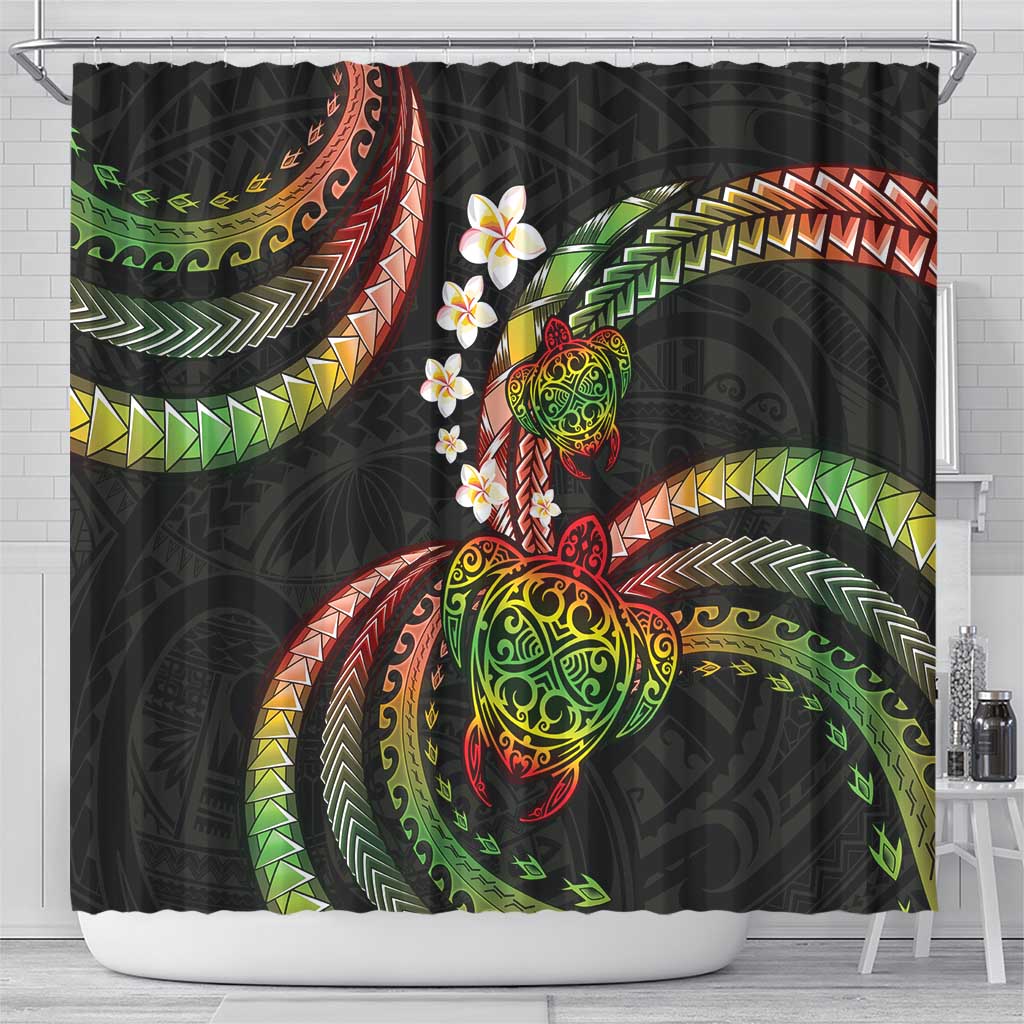 Hawaii Turtles Plumeria Shower Curtain Reggae Polynesian Pattern