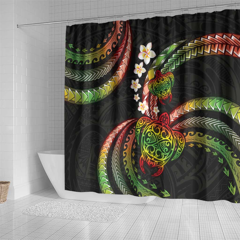 Hawaii Turtles Plumeria Shower Curtain Reggae Polynesian Pattern