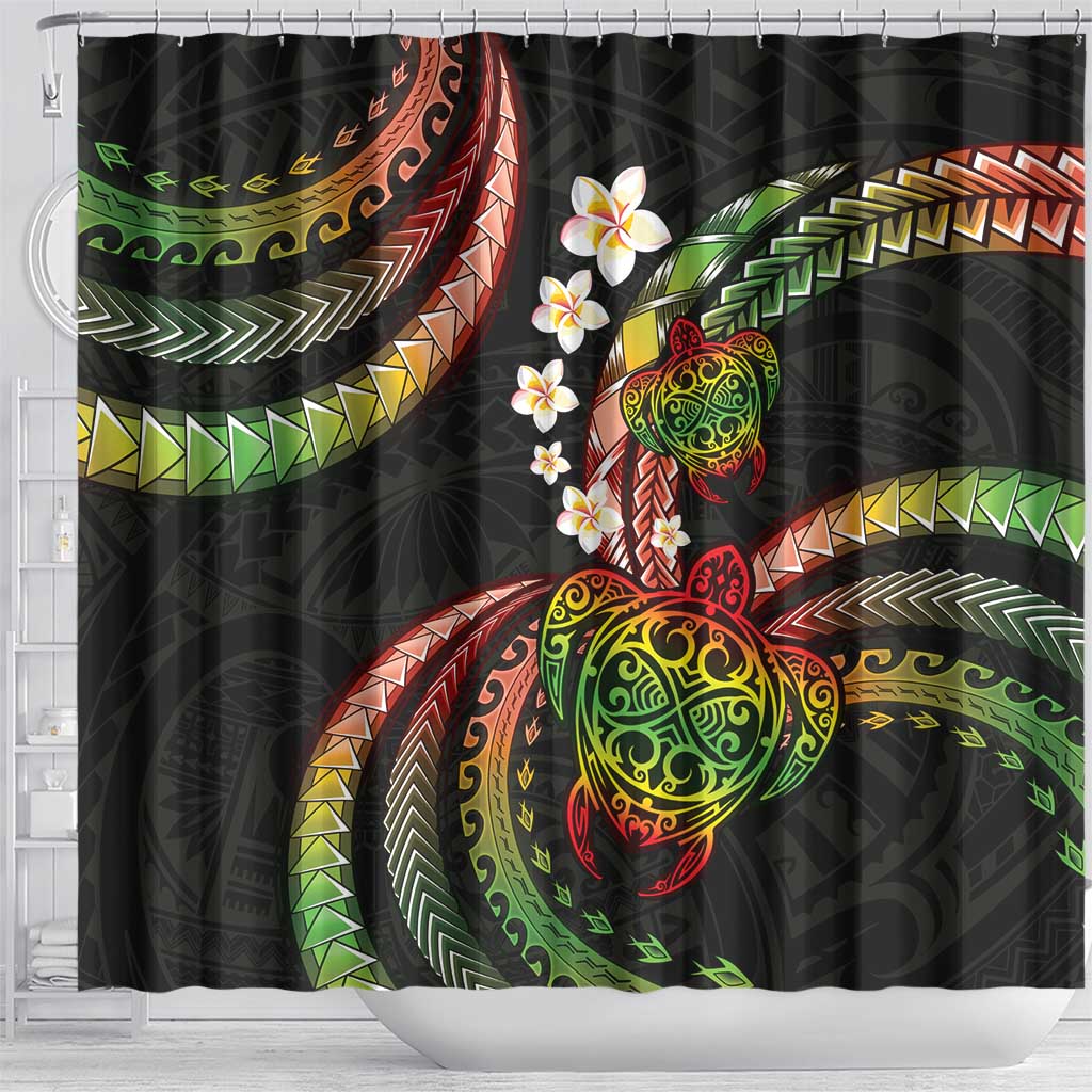 Hawaii Turtles Plumeria Shower Curtain Reggae Polynesian Pattern