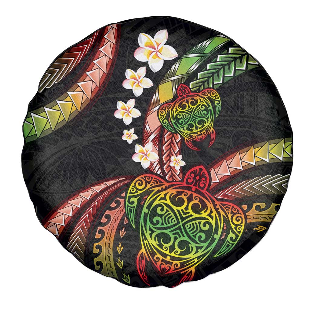 Hawaii Turtles Plumeria Spare Tire Cover Reggae Polynesian Pattern