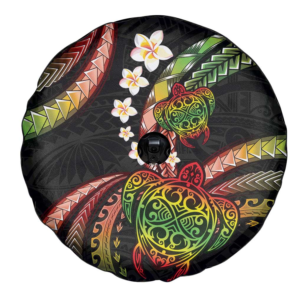 Hawaii Turtles Plumeria Spare Tire Cover Reggae Polynesian Pattern