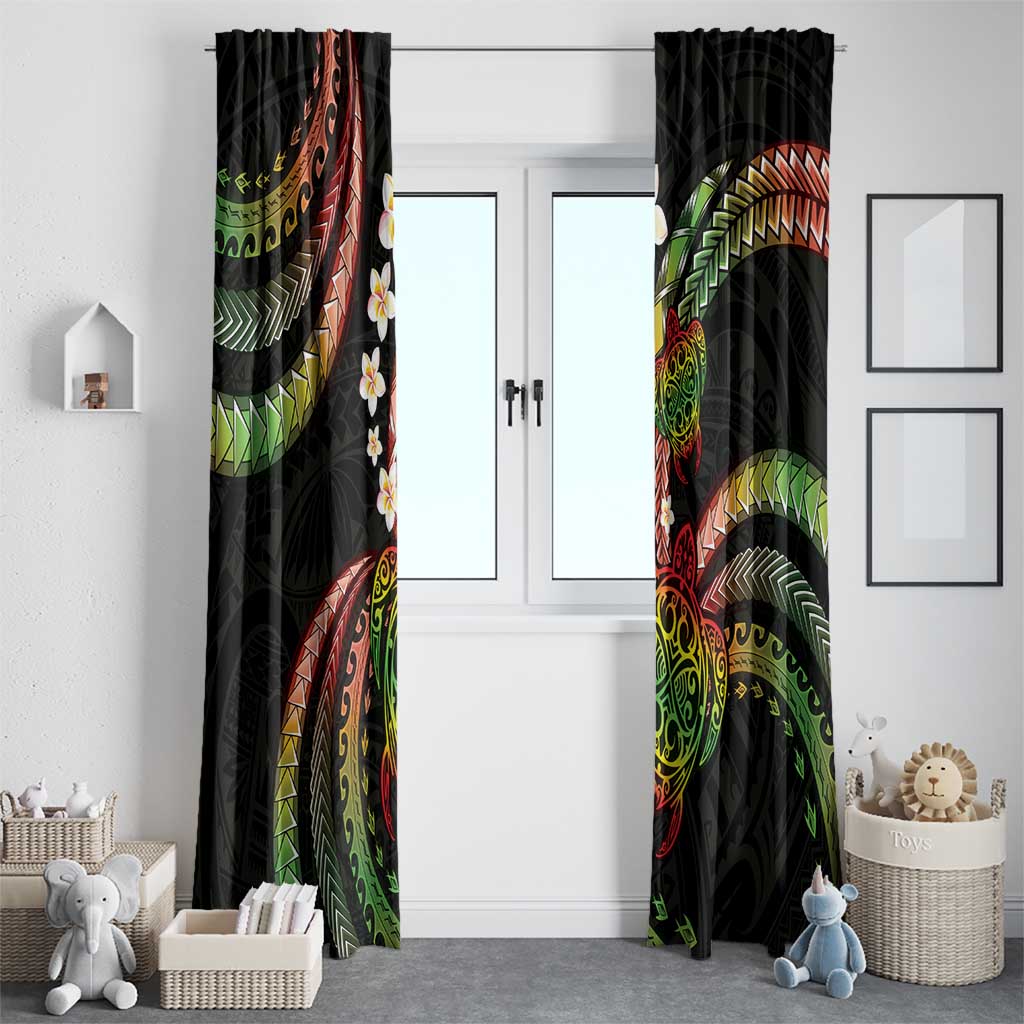 Hawaii Turtles Plumeria Window Curtain Reggae Polynesian Pattern