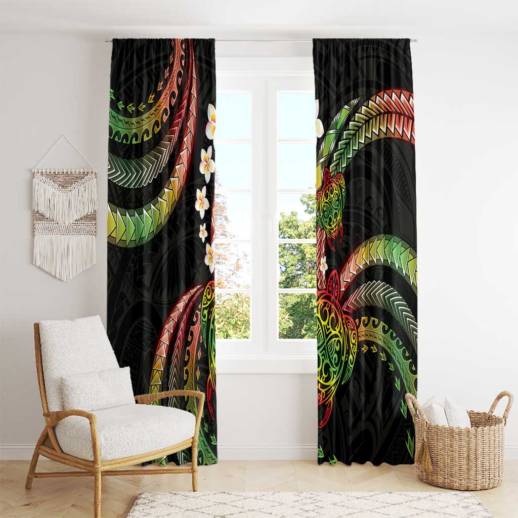 Hawaii Turtles Plumeria Window Curtain Reggae Polynesian Pattern