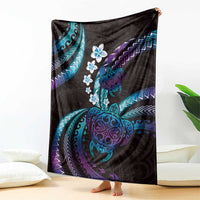 Hawaii Turtles Plumeria Blanket Amethyst Gradient Polynesian Pattern